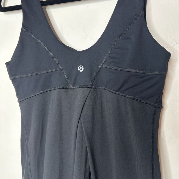 Lululemon Black Run Tame Me Tank Top Yoga Luxtreme Cinch Bottom Fitted Size 6 - Picture 6 of 10